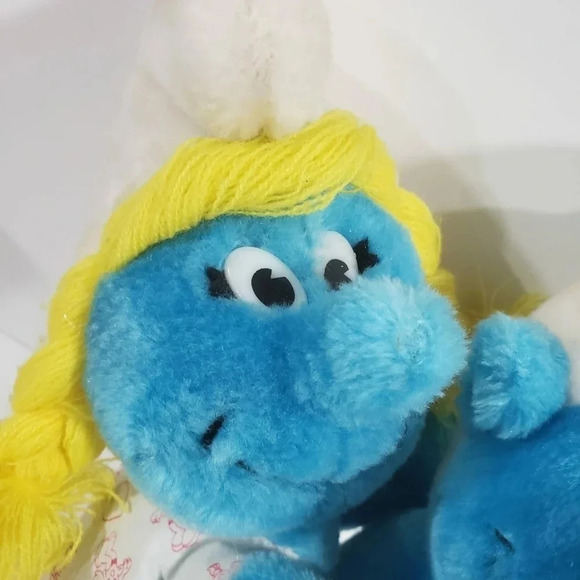 Ganz Bros Vintage Plush Hugging Papa Smurf/  Smurfette . - Picture 5 of 8